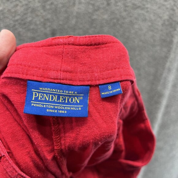 Pendleton Pants Womens 8 Red Linen Blend Cropped Casual Capri Pockets Summer - Picture 4 of 10
